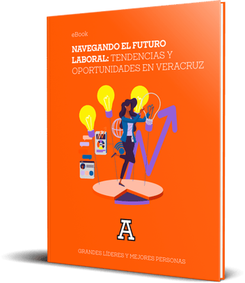Mockup del eBook Navegando el futuro laboral: tendencias y oportunidades en Veracruz de la Universidad Anáhuac, sobre empleabilidad y mercado laboral en el estado