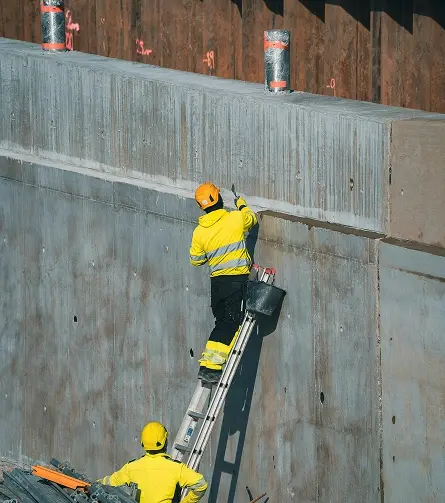 Hombre subido sobre una escalera.